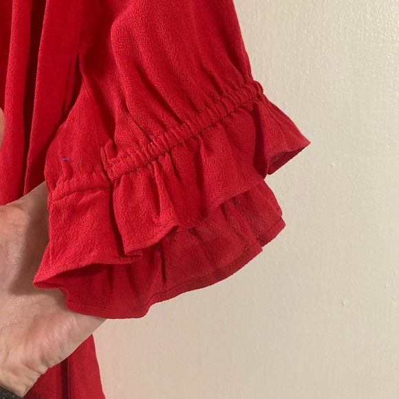 madewell red nothced ruffle blouse - Picture 4 of 6